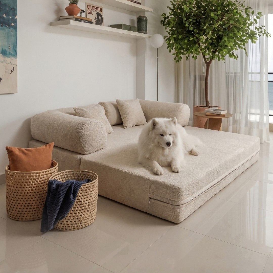 Sofá Cama Mobbi Dobrável Bouclé Modifika 160x180 cm