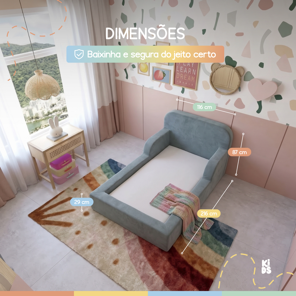 Cama Montessoriana Infantil Lumi Solteiro 216 cm 100% Espuma