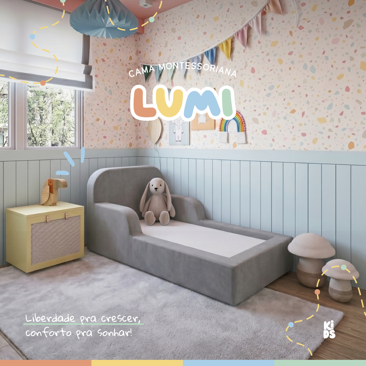 Cama Montessoriana Infantil Lumi Mini 178 cm 100% Espuma