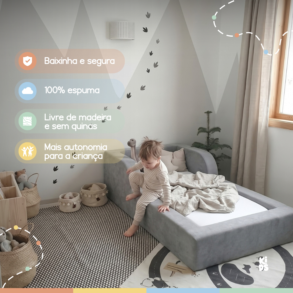 Cama Montessoriana Infantil Amori Solteiro 100% Espuma