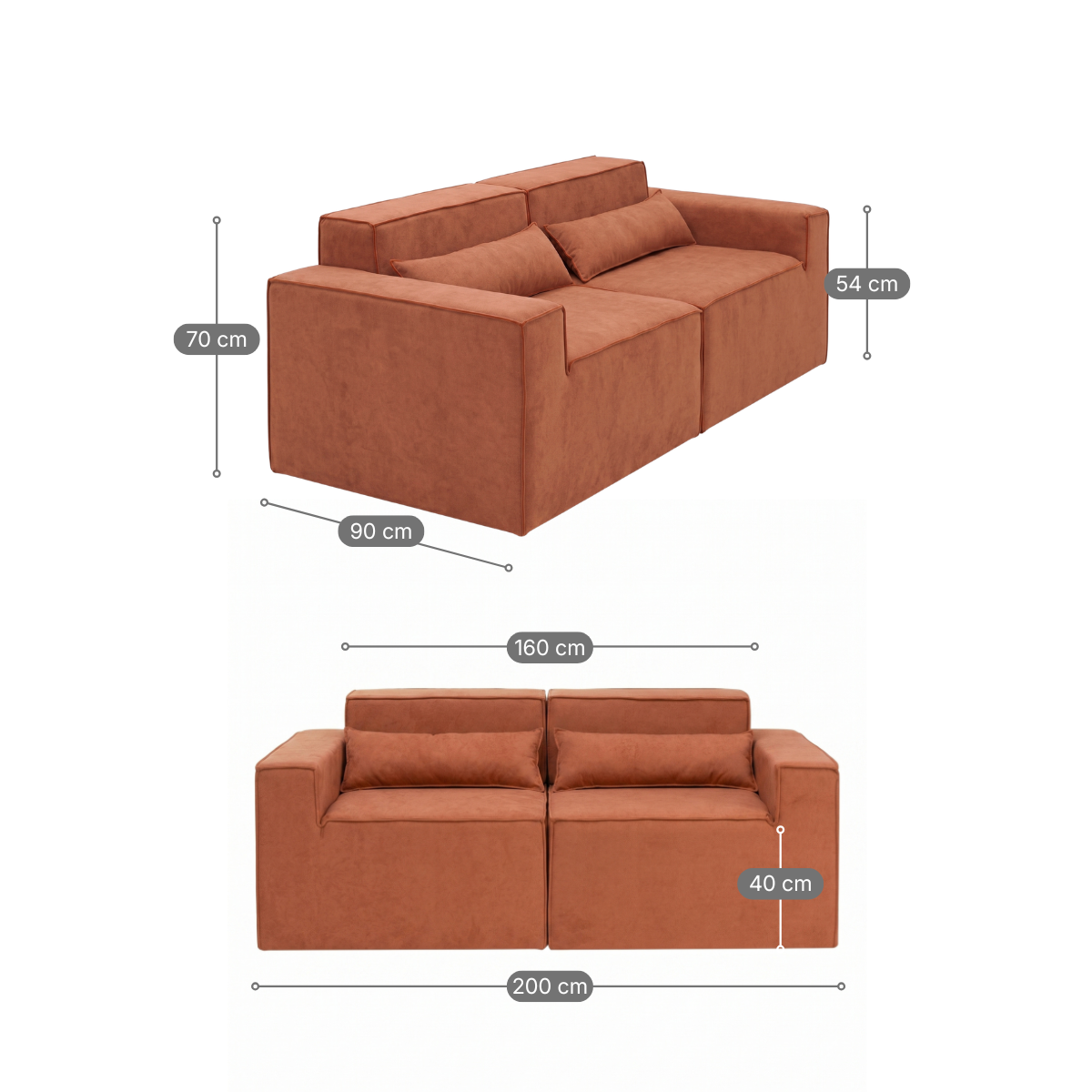 Kit Sofá Modular Paladium 2 Módulos com Braço Direito e Esquerdo Modifika — Bege Claro