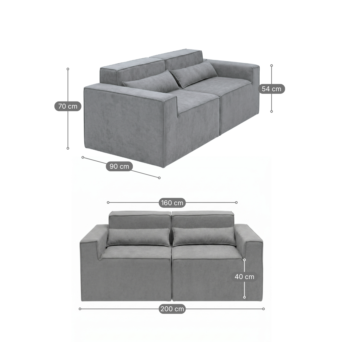 Kit Sofá Modular Paladium 2 Módulos com Braço Direito e Esquerdo Modifika — imagem 40