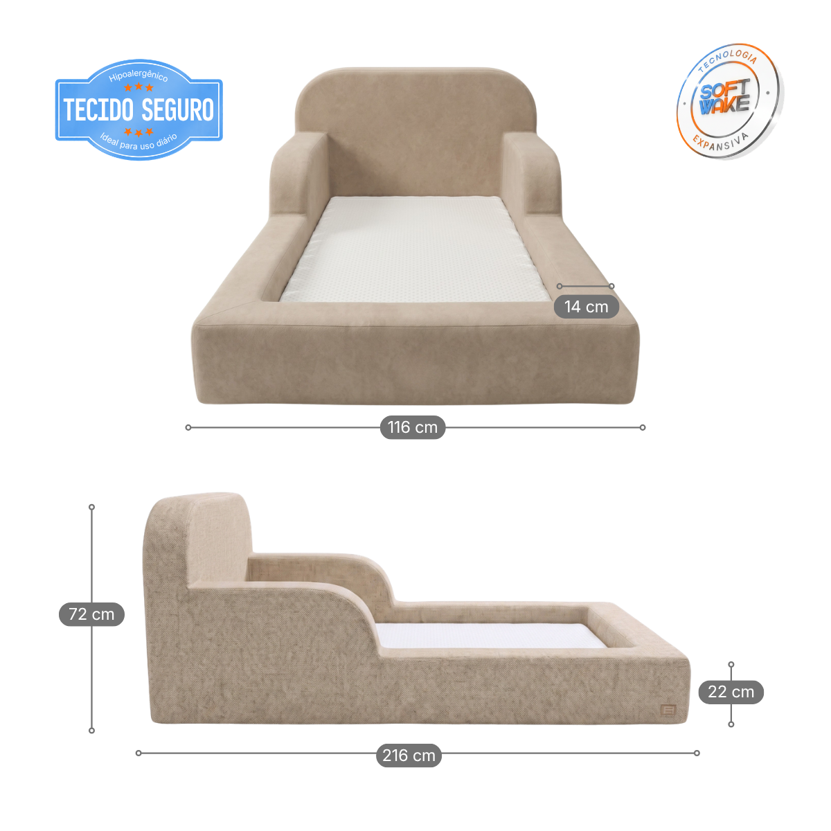 Cama Montessoriana Infantil Pluma Solteiro 100% Espuma - imagem 29 | Modifika