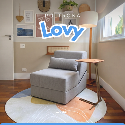 Poltrona Lovy Multifuncional 2 em 1 Tecido Bouclé