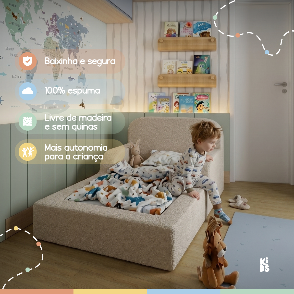 Cama Montessoriana Infantil Lumi Mini 178 cm 100% Espuma