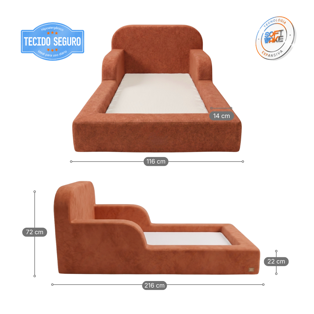 Cama Montessoriana Infantil Pluma Solteiro 100% Espuma - imagem 44 | Modifika