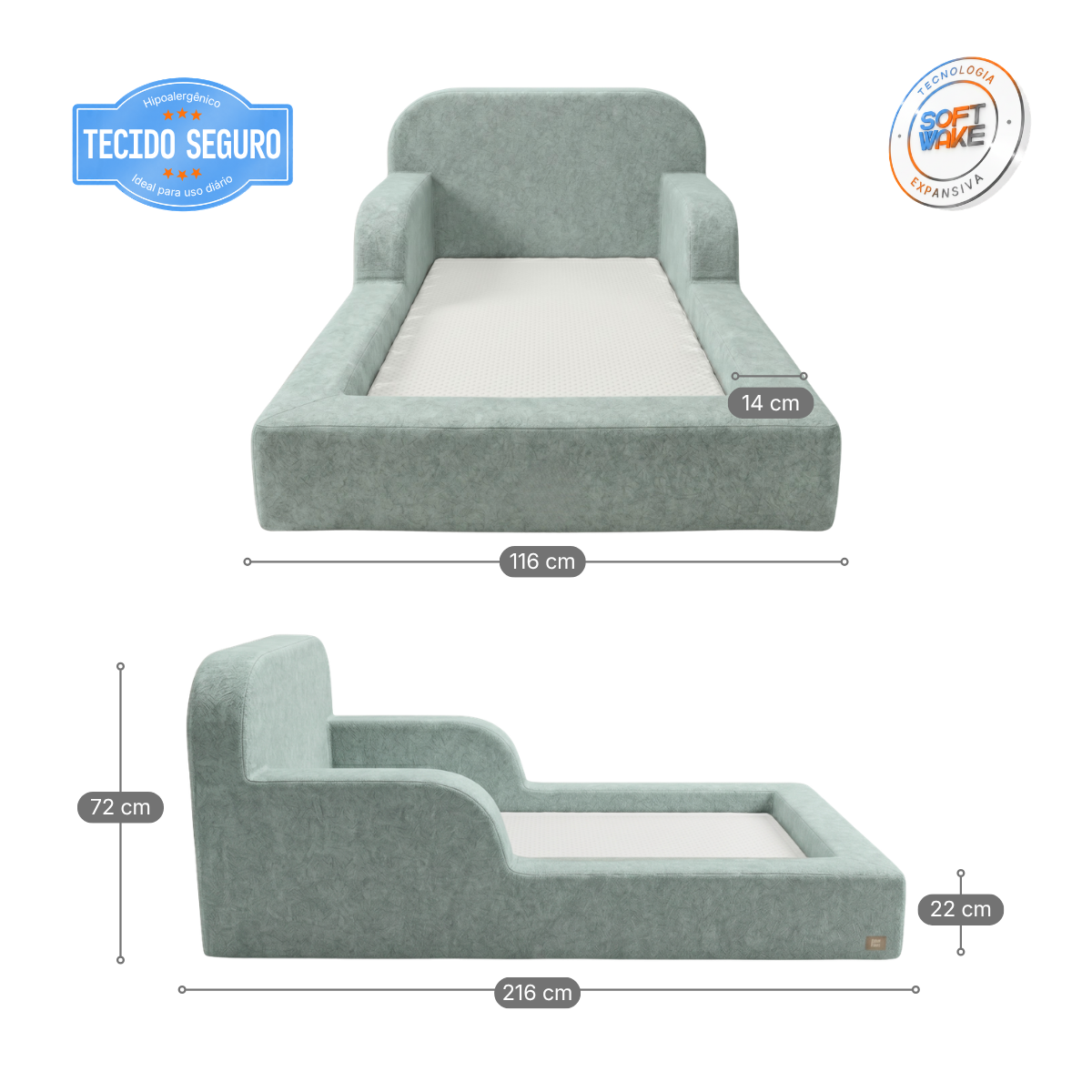 Cama Montessoriana Infantil Pluma Solteiro 100% Espuma - imagem 52 | Modifika