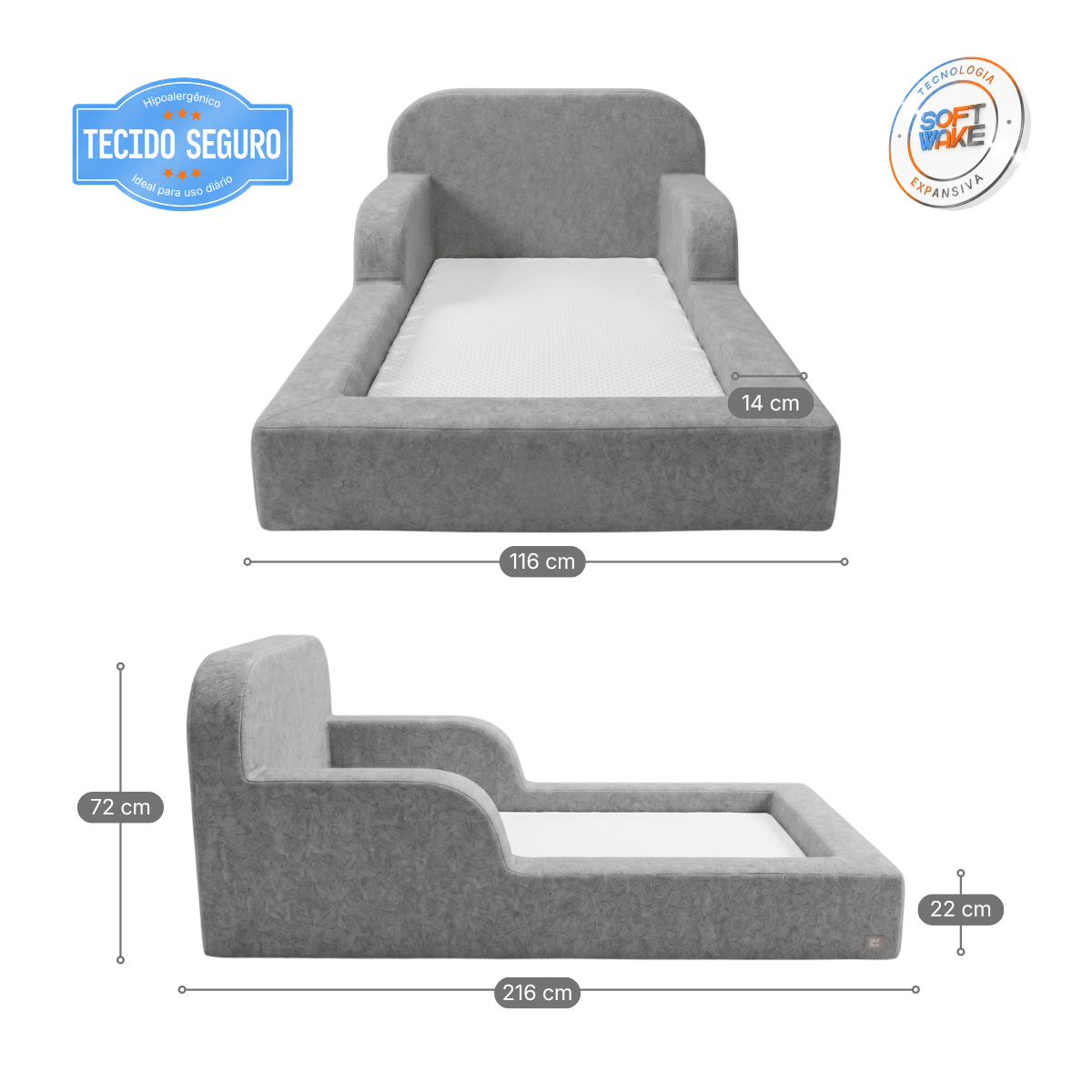 Cama Montessoriana Infantil Pluma Solteiro 100% Espuma | Modifika