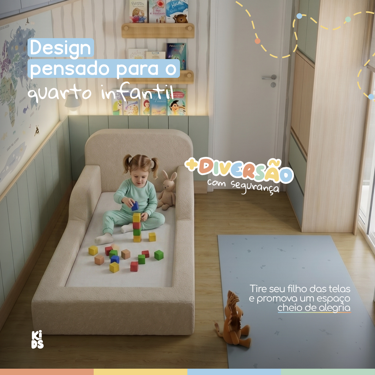 Cama Montessoriana Infantil Lumi Mini 178 cm 100% Espuma