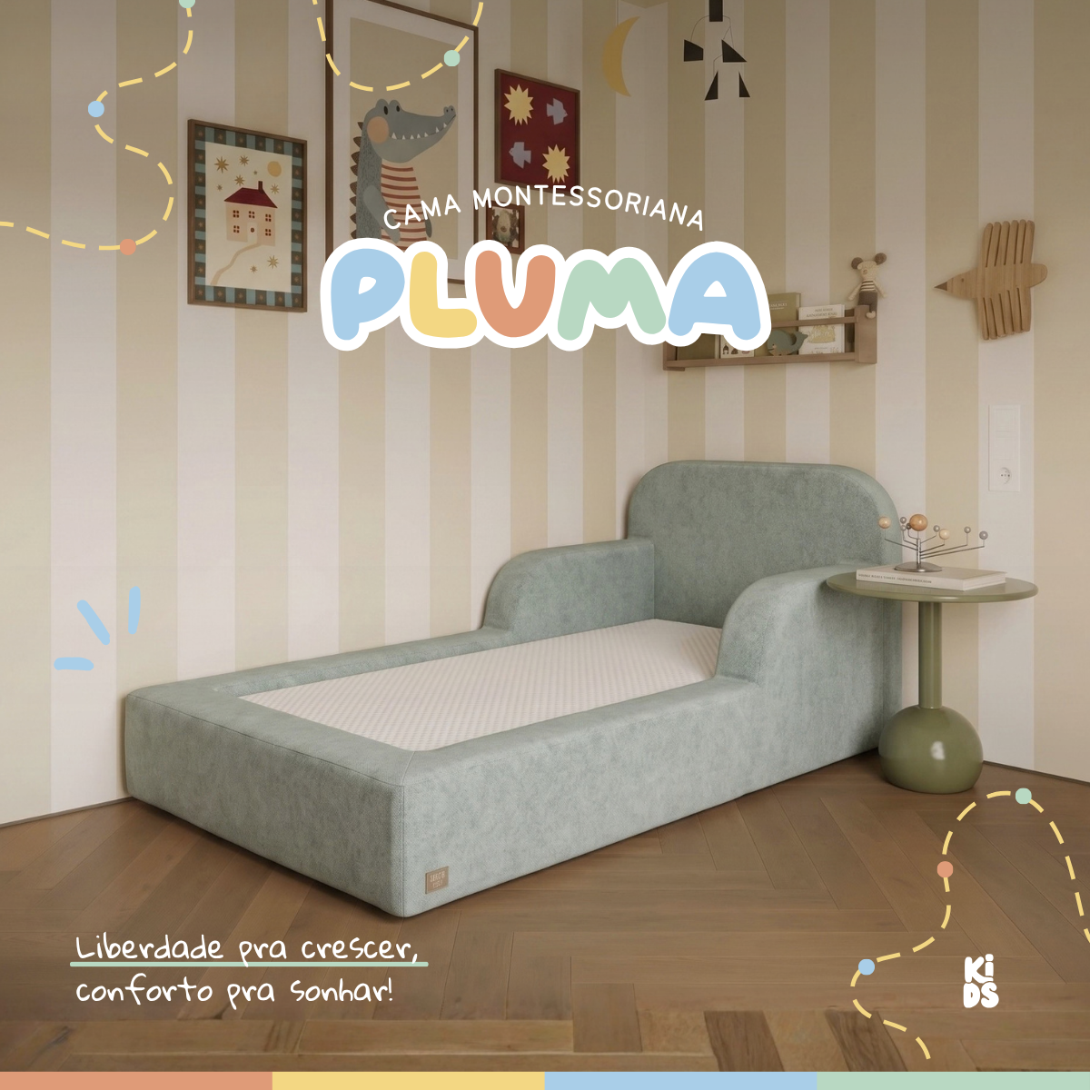 Cama Montessoriana Infantil Pluma Mini 100% Espuma