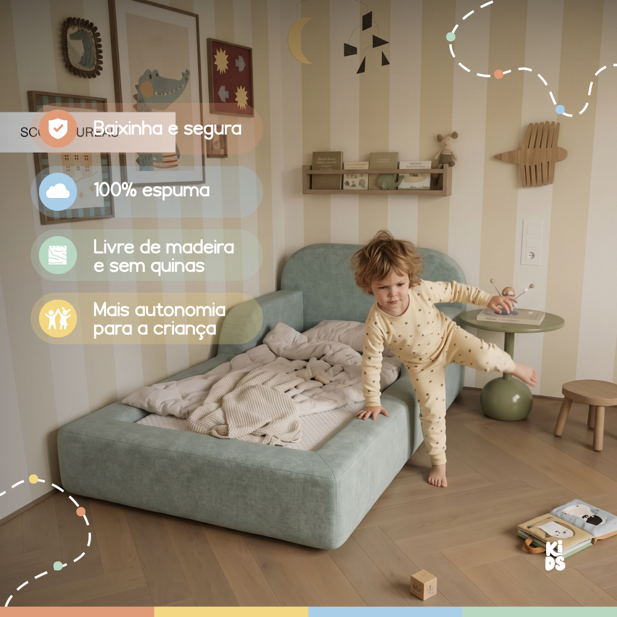 Cama Montessoriana Infantil Pluma Mini 100% Espuma
