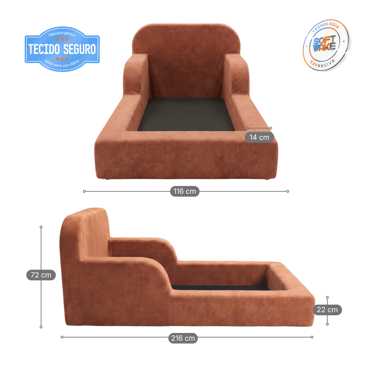 Cama Montessoriana Infantil Pluma Solteiro 100% Espuma - imagem 13 | Modifika