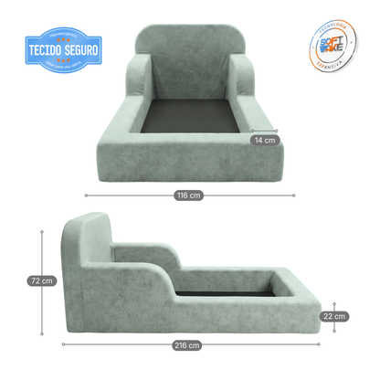 Cama Montessoriana Infantil Pluma Solteiro 100% Espuma - Com Colchão, Verde Menta - imagem 10 | Modifika