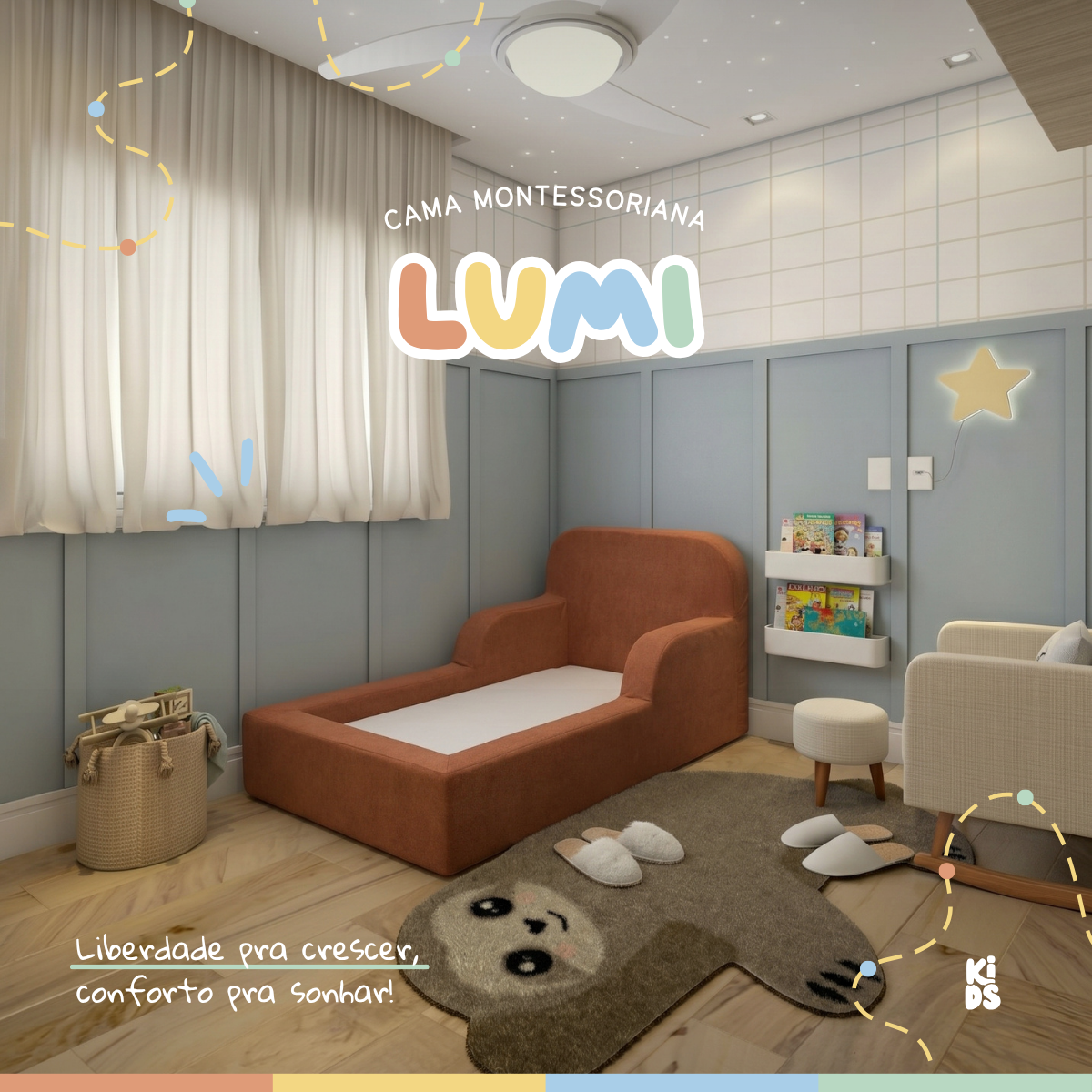Cama Montessoriana Infantil Lumi Mini 178 cm 100% Espuma