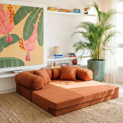 Sofá Cama Mobbi Dobrável veludo Modifika 160x180 cm