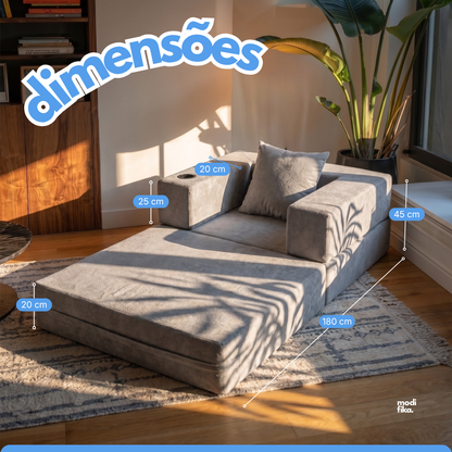 Poltrona Comfy Multifuncional com Porta-Copos Tecido Bouclé
