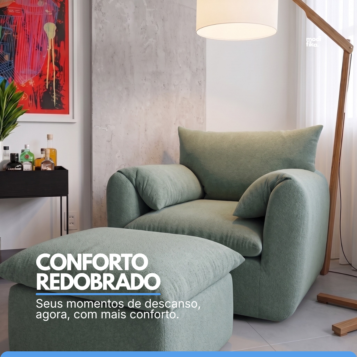 Poltrona Fluffy com Assento Amplo Tecido Bouclé