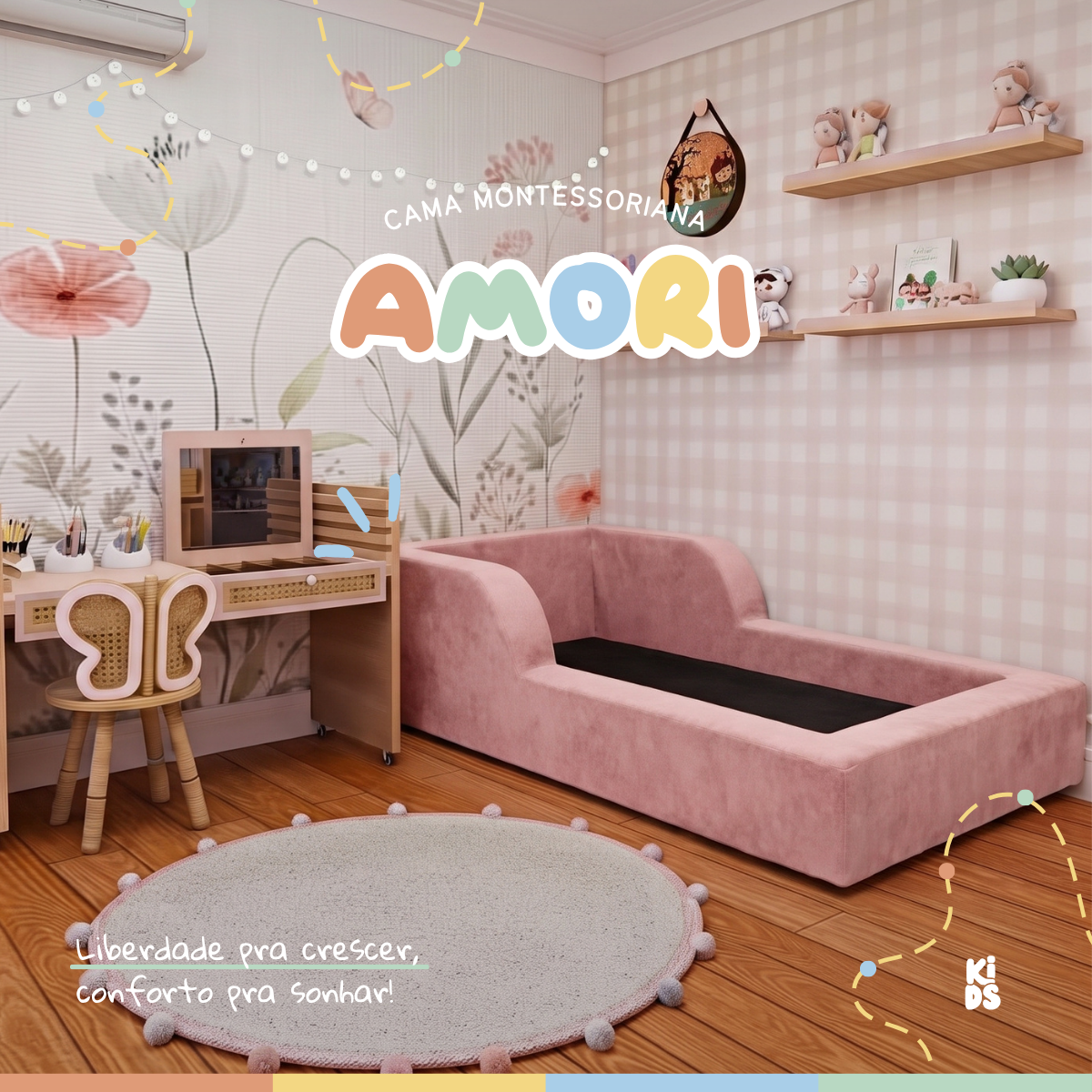 Cama Montessoriana Infantil Amori Solteiro 100% Espuma
