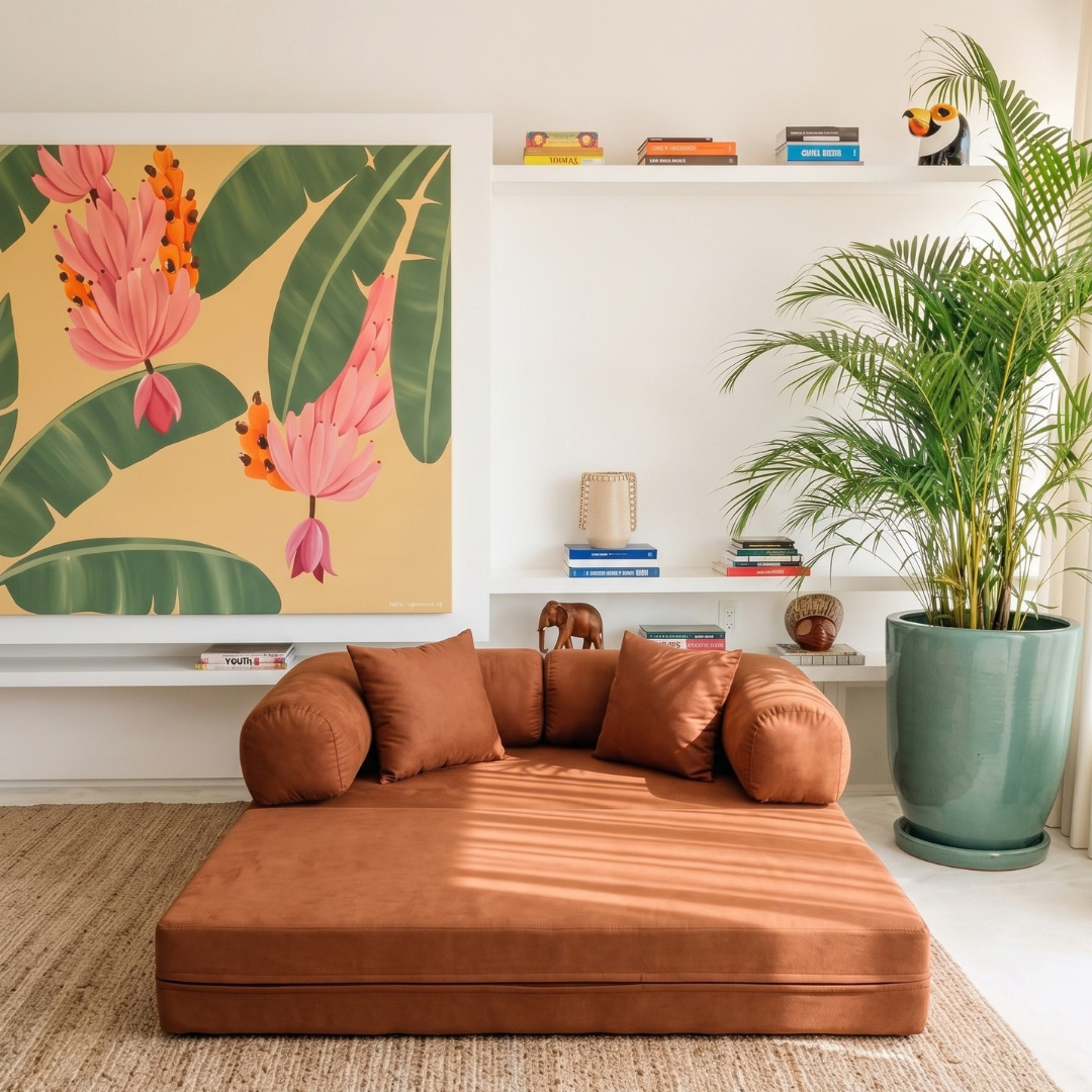 Sofá Cama Mobbi Dobrável veludo Modifika 160x180 cm