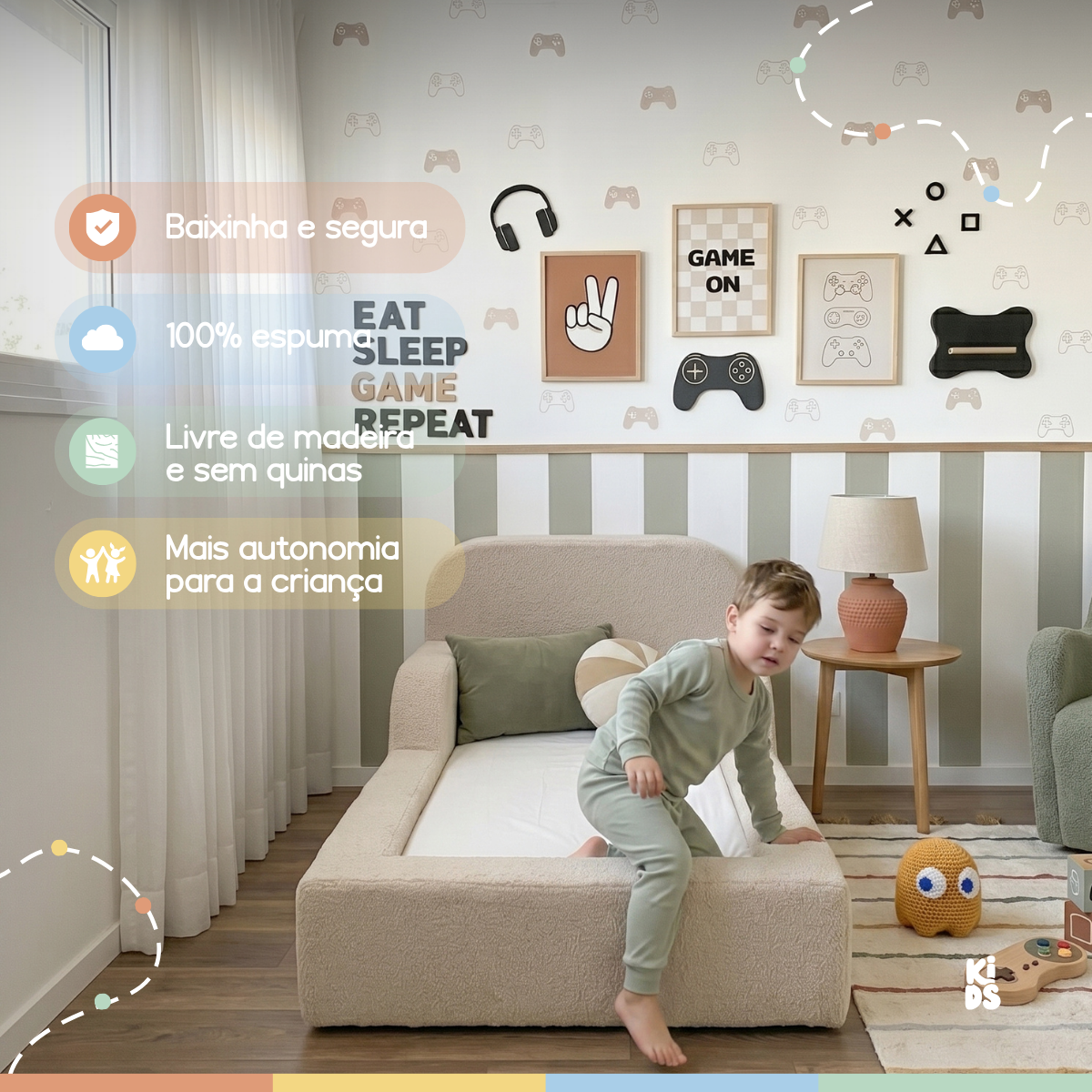 Cama Montessoriana Infantil Lumi Mini 178 cm 100% Espuma