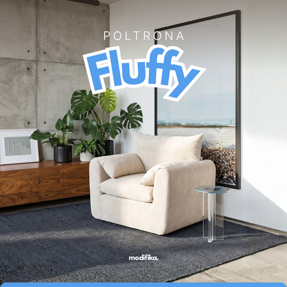 Poltrona Fluffy com Assento Amplo Tecido Bouclé