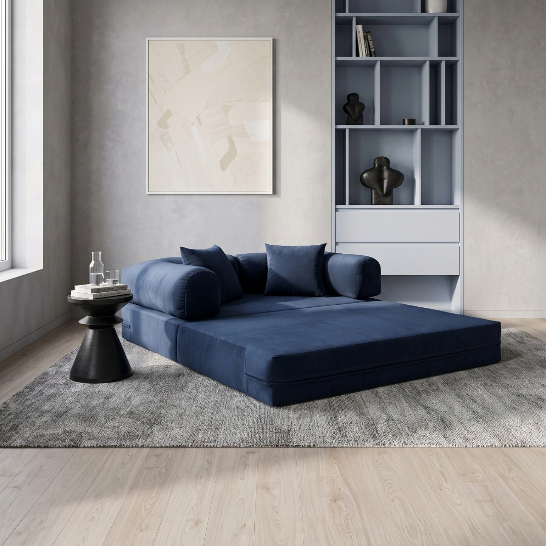 Sofá Cama Mobbi Dobrável veludo Modifika 160x180 cm