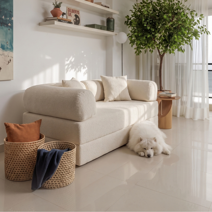 Sofá Cama Mobbi Dobrável Bouclé Modifika 160x180 cm