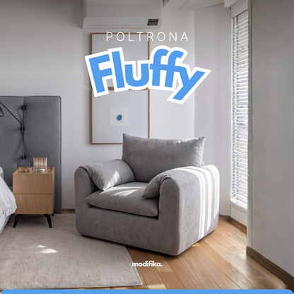 Poltrona Fluffy com Assento Amplo Tecido Bouclé