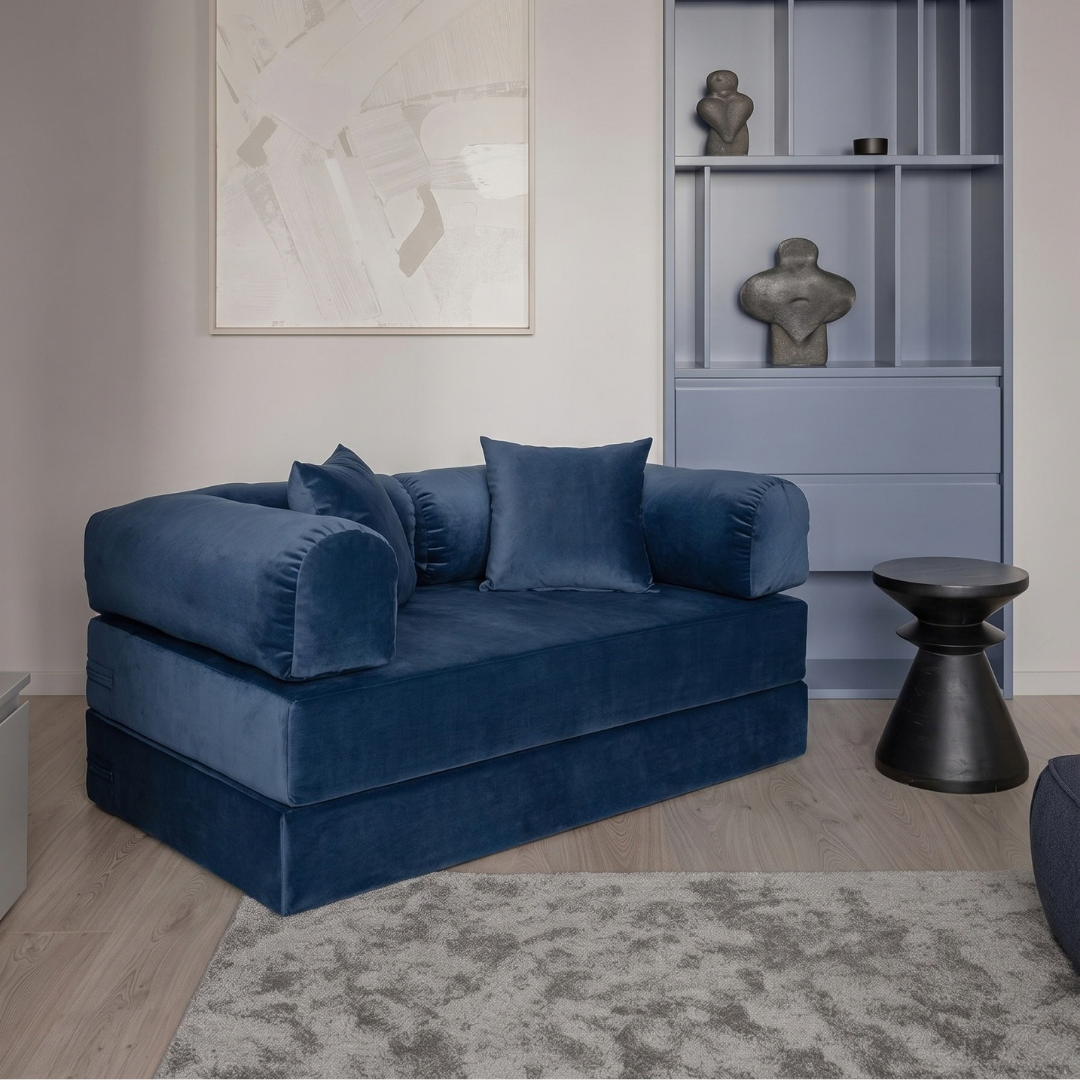 Sofá Cama Mobbi Dobrável veludo Modifika 160x180 cm