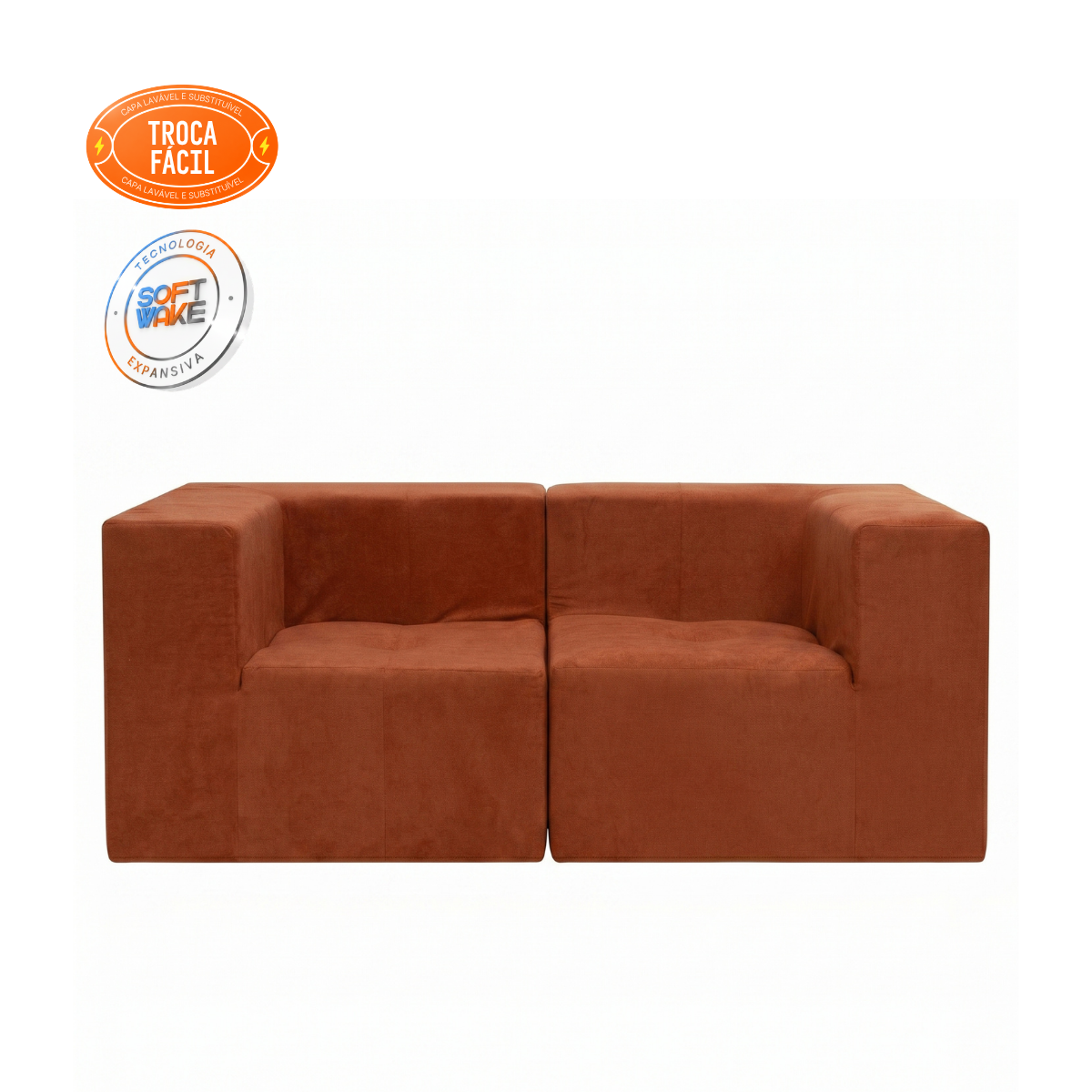 Kit Sofá Modular Selano 2 Módulos com Braços Direito e Esquerdo - Bege Escuro - imagem 3 | Modifika