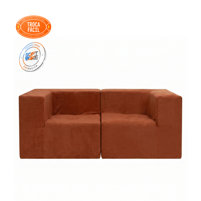 Kit Sofá Modular Selano 2 Módulos com Braços Direito e Esquerdo - Bege Escuro - imagem 3 | Modifika