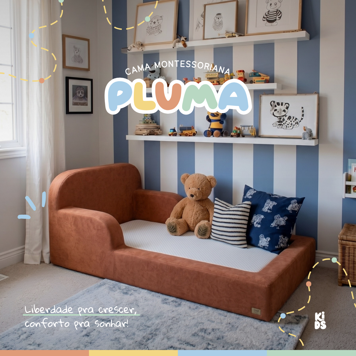 Cama Montessoriana Infantil Pluma Solteiro 100% Espuma | Modifika