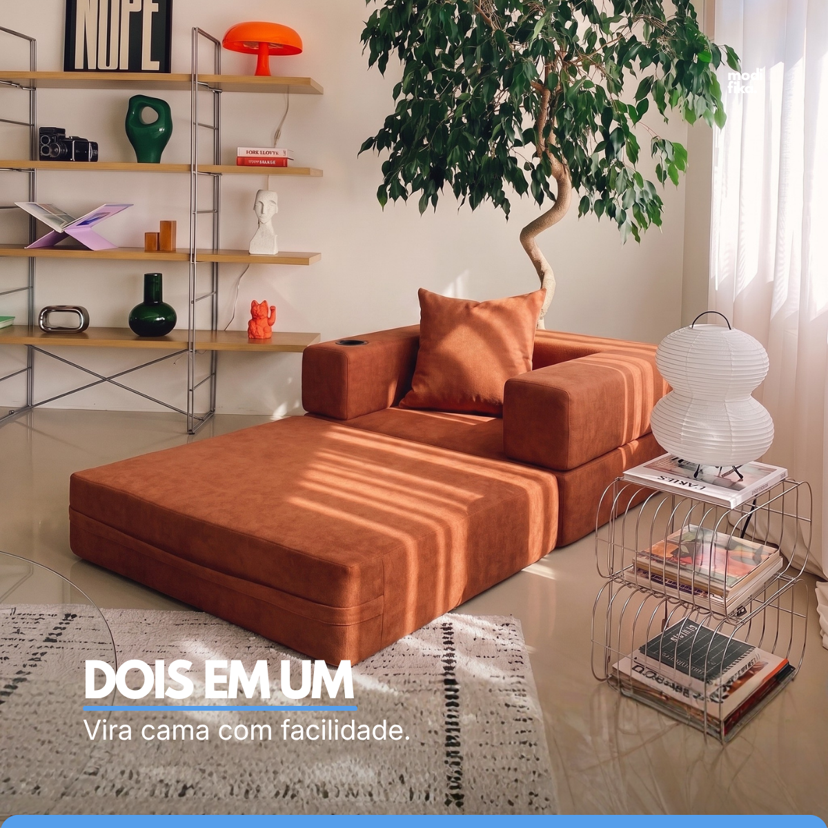 Poltrona Comfy Multifuncional com Porta-Copos Tecido Bouclé