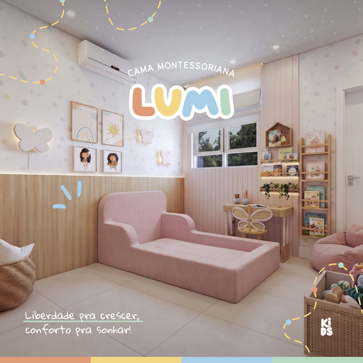 Cama Montessoriana Infantil Lumi Mini 178 cm 100% Espuma
