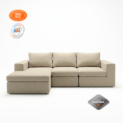 Sofá Modular Sensi 3 Módulos com Chaise e Capa Removível - imagem 16 | Modifika