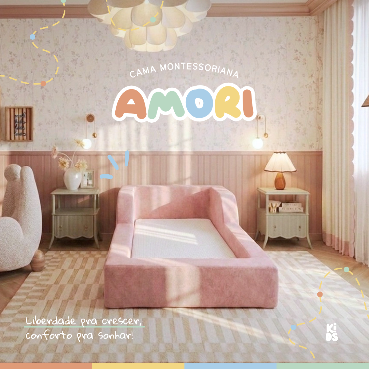 Cama Montessoriana Infantil Amori Solteiro 100% Espuma
