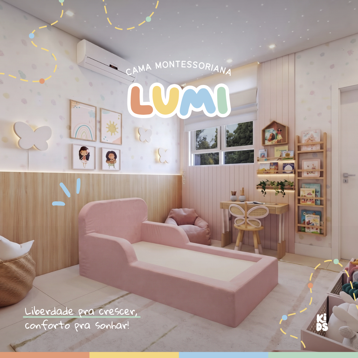 Cama Montessoriana Infantil Lumi Mini 178 cm 100% Espuma