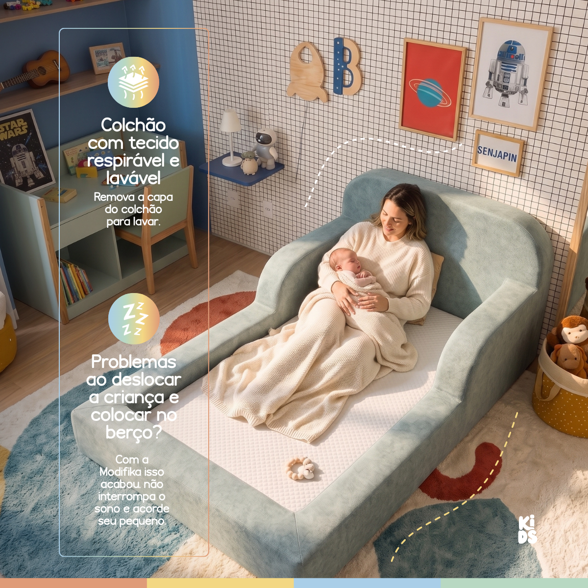 Cama Montessoriana Infantil Pluma Solteiro 100% Espuma | Modifika