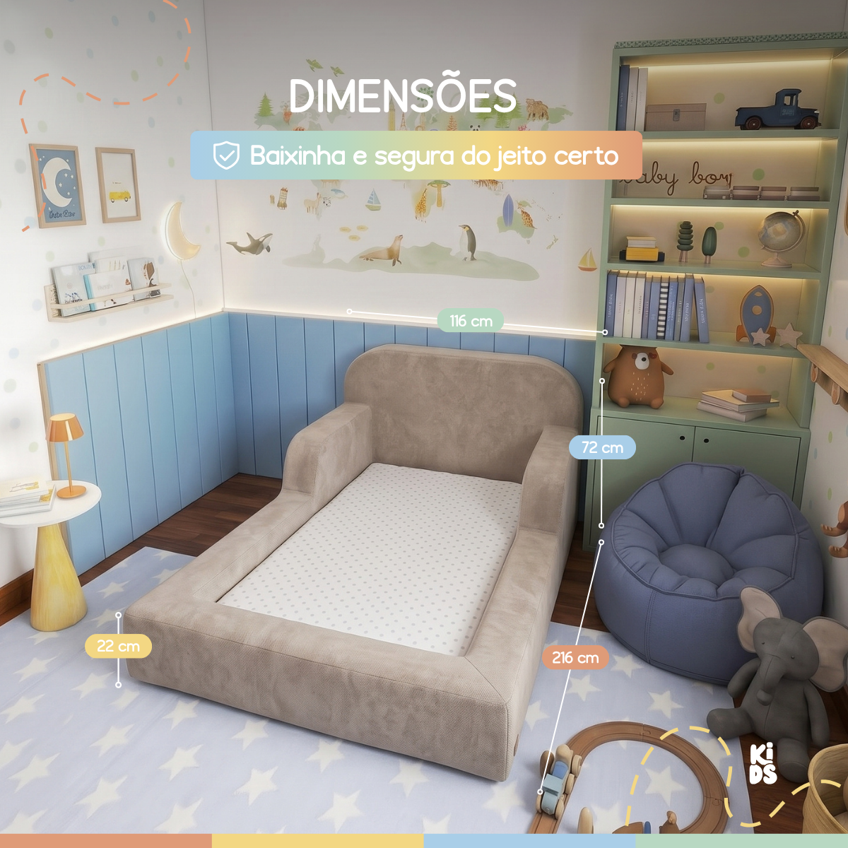 Cama Montessoriana Infantil Pluma Solteiro 100% Espuma | Modifika