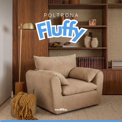 Poltrona Fluffy com Assento Amplo Tecido Bouclé