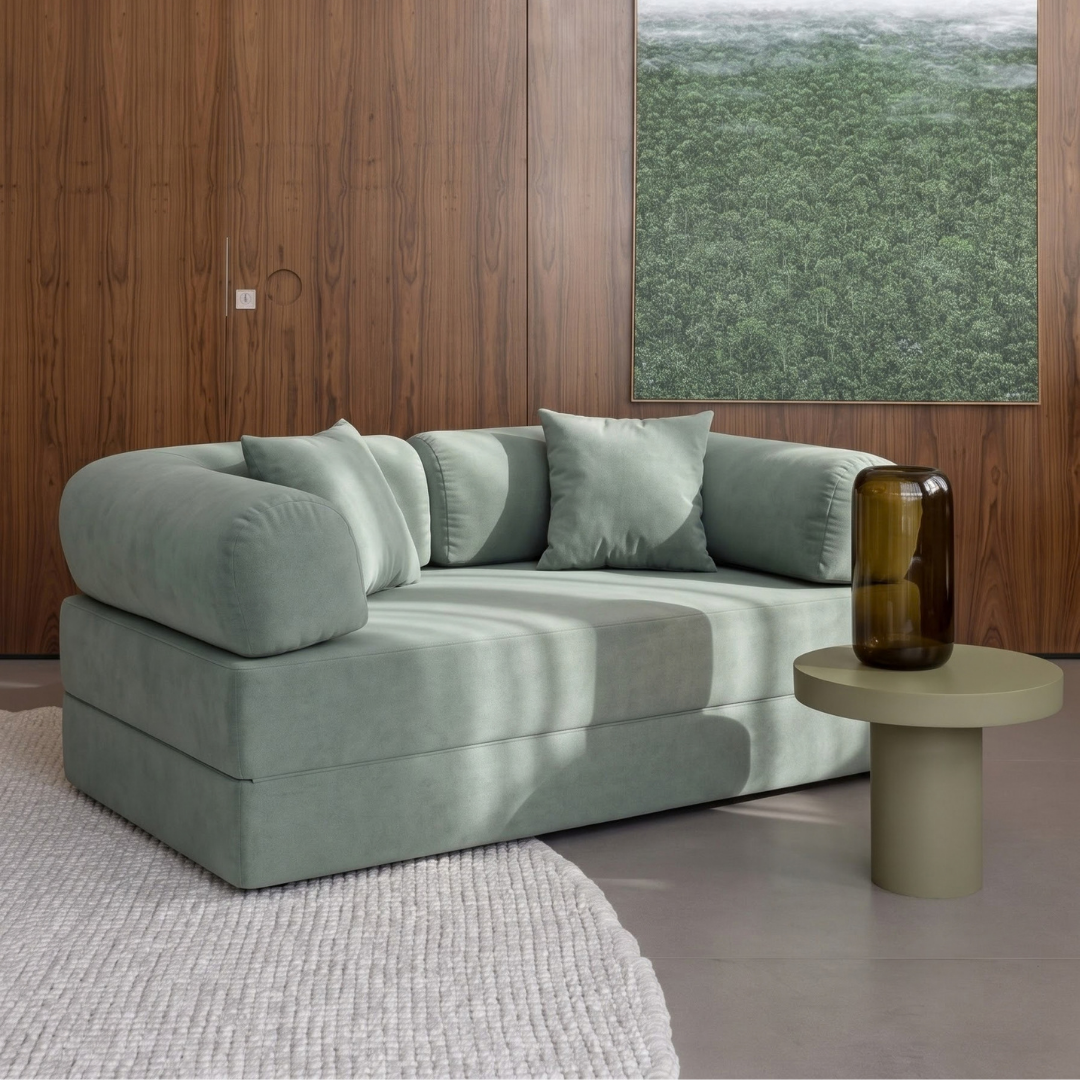 Sofá Cama Mobbi Dobrável Bouclé Modifika 160x180 cm