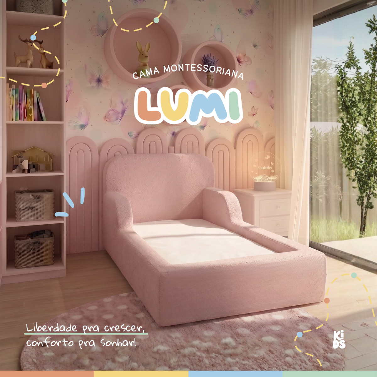 Cama Montessoriana Infantil Lumi Solteiro 216 cm 100% Espuma