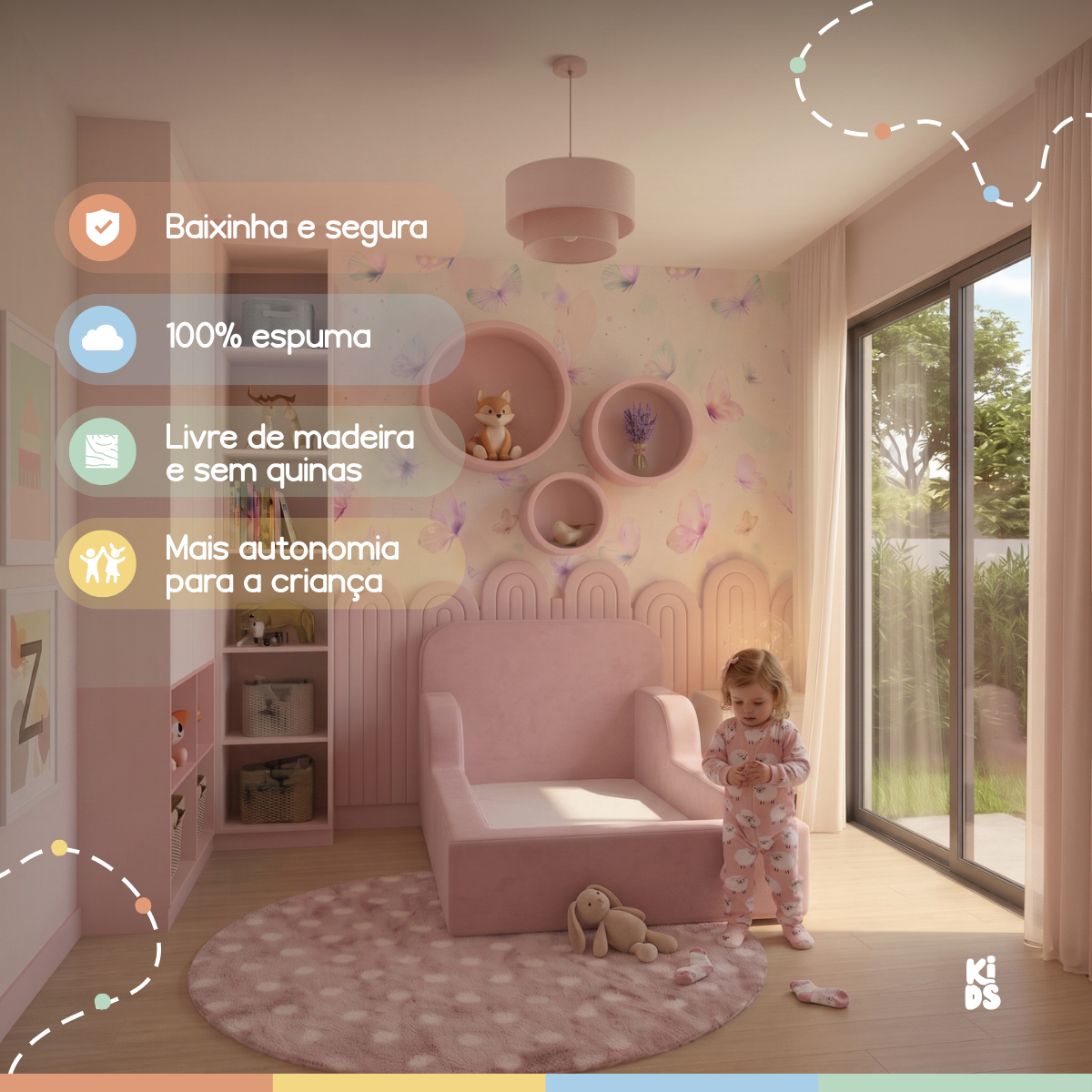 Cama Montessoriana Infantil Lumi Solteiro 216 cm 100% Espuma