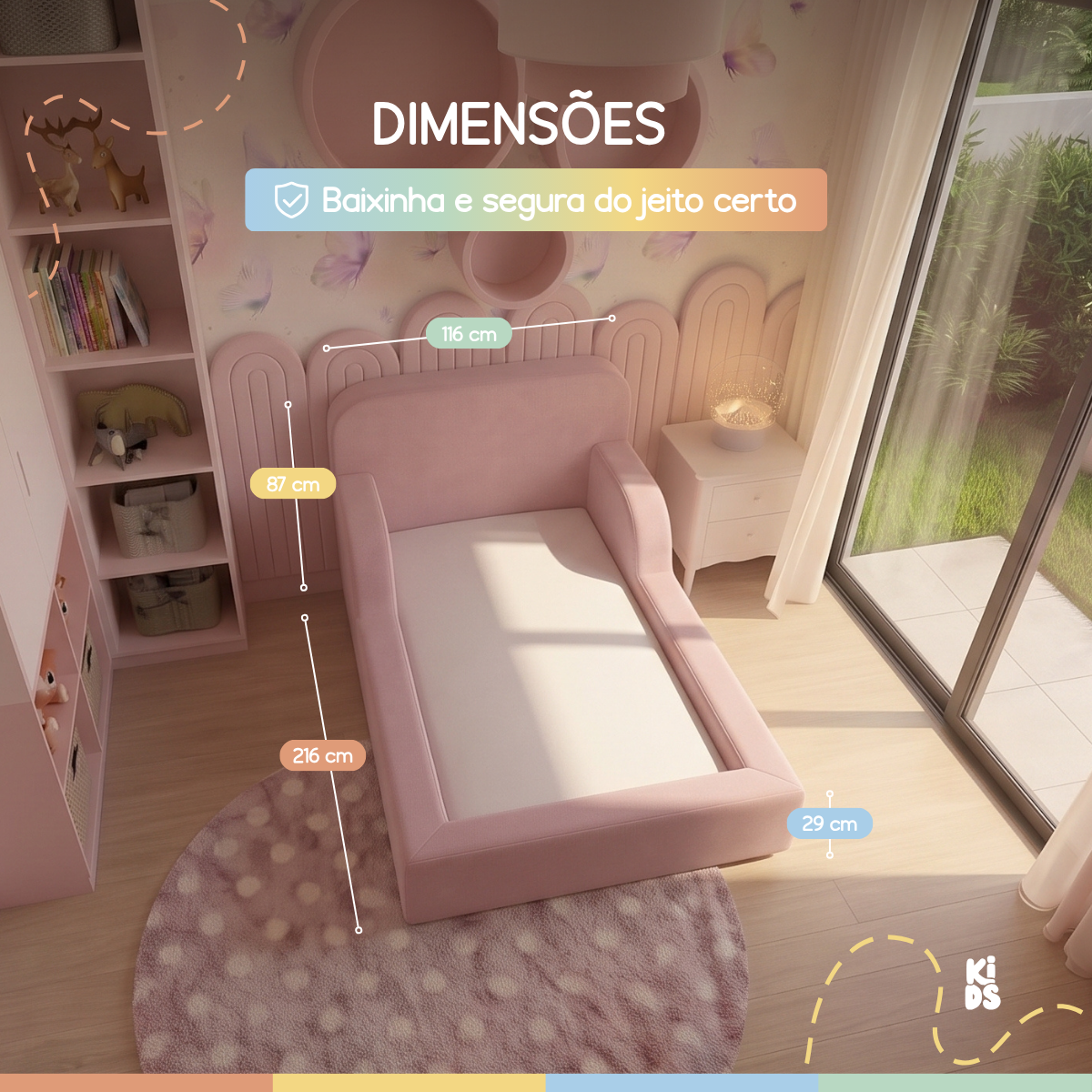 Cama Montessoriana Infantil Lumi Solteiro 216 cm 100% Espuma