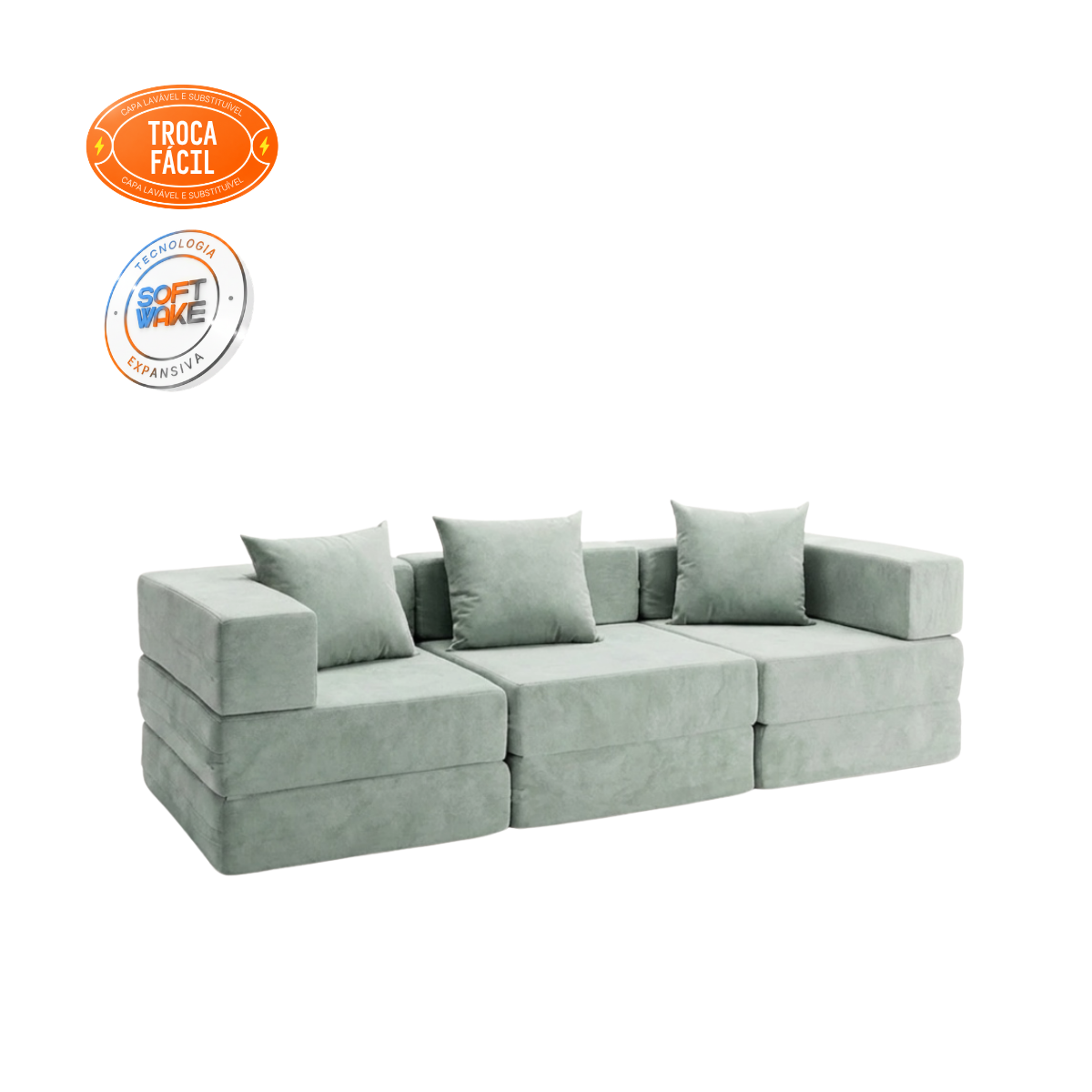 Sofá-Cama Modular Cobbi 3 Lugares com Capa Removível - imagem 17 | Modifika