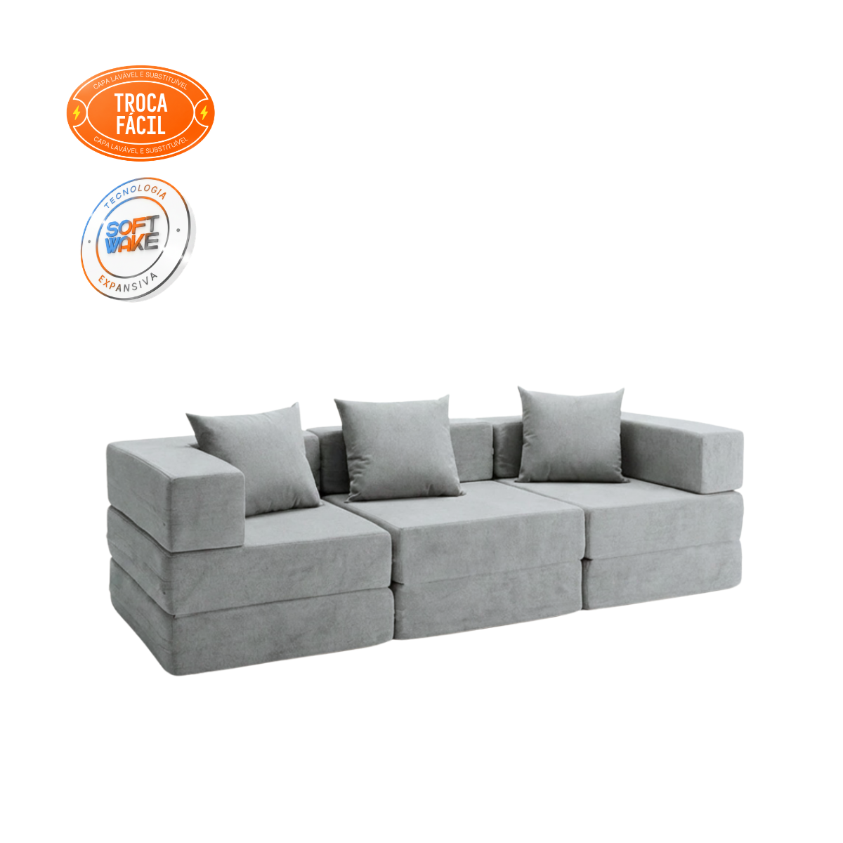 Sofá-Cama Modular Cobbi 3 Lugares com Capa Removível - imagem 21 | Modifika