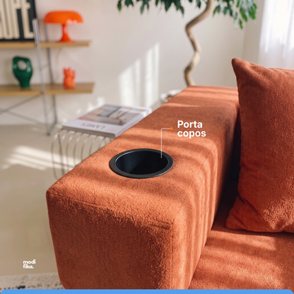 Poltrona Comfy Multifuncional com Porta-Copos Tecido Bouclé