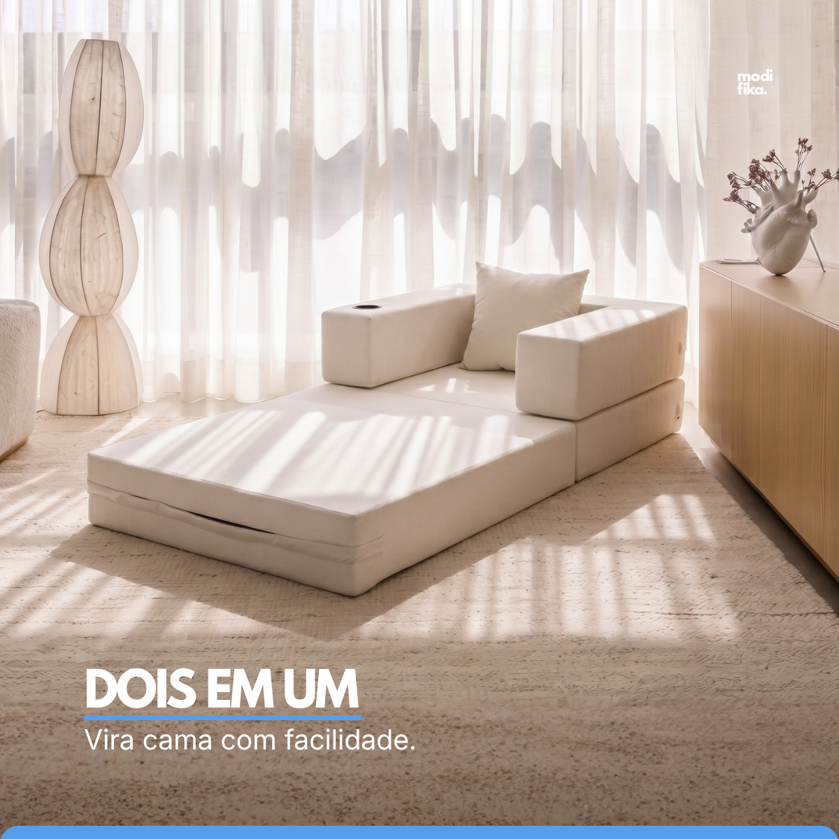 Poltrona Comfy Multifuncional com Porta-Copos Tecido Bouclé