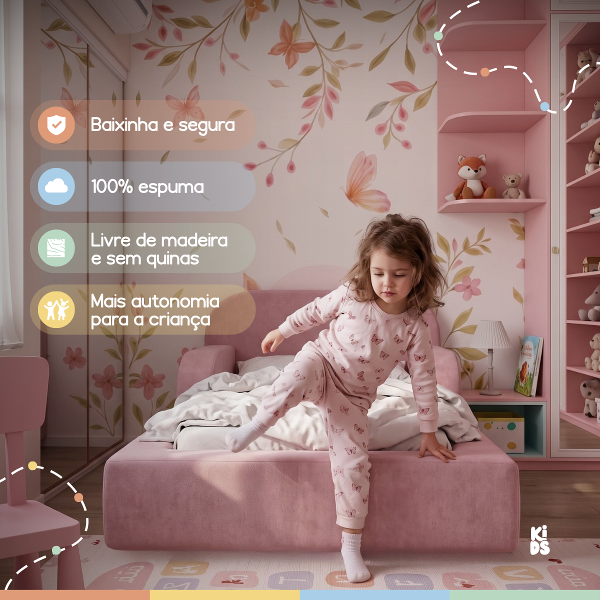 Cama Montessoriana Infantil Pluma Mini 100% Espuma