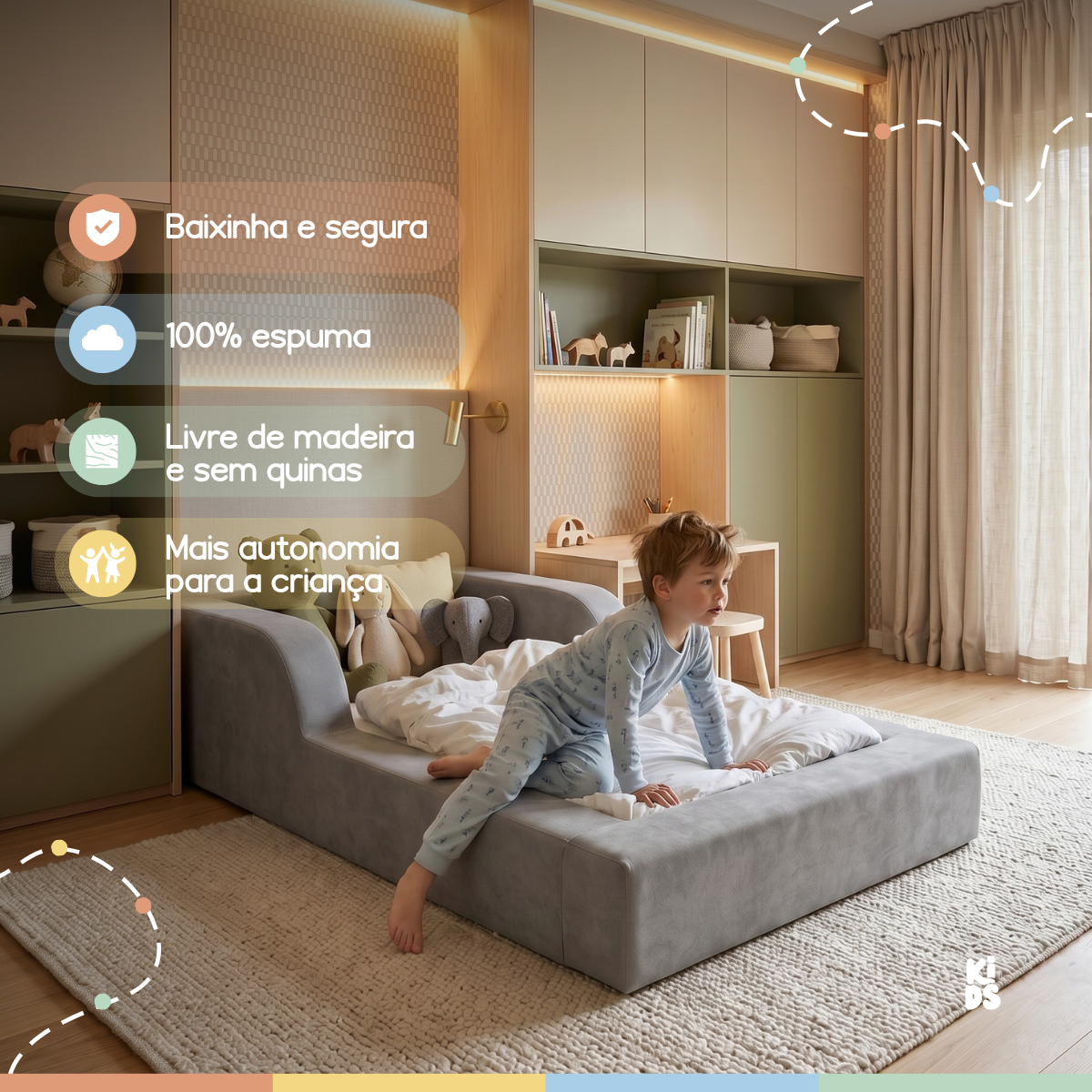Cama Montessoriana Infantil Amori Mini 100% Espuma
